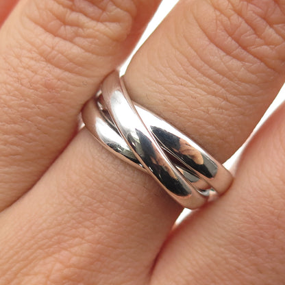 925 Sterling Silver Vintage Interlocked Trinity Band Ring Size 6.75