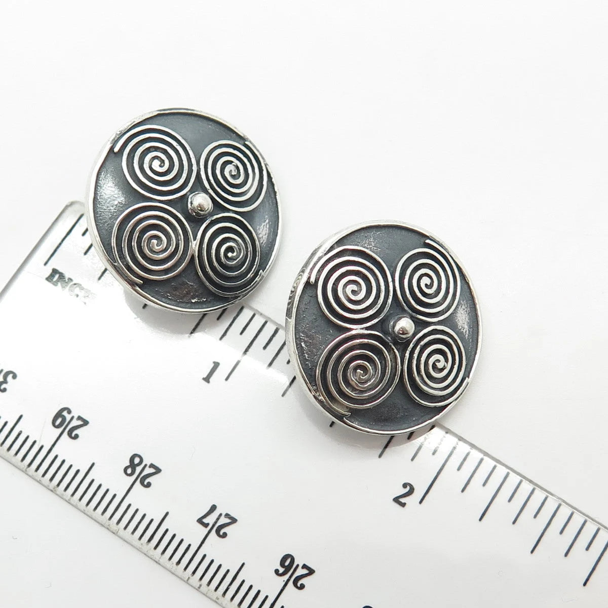 925 Sterling Silver Vintage Spiral Round Earrings
