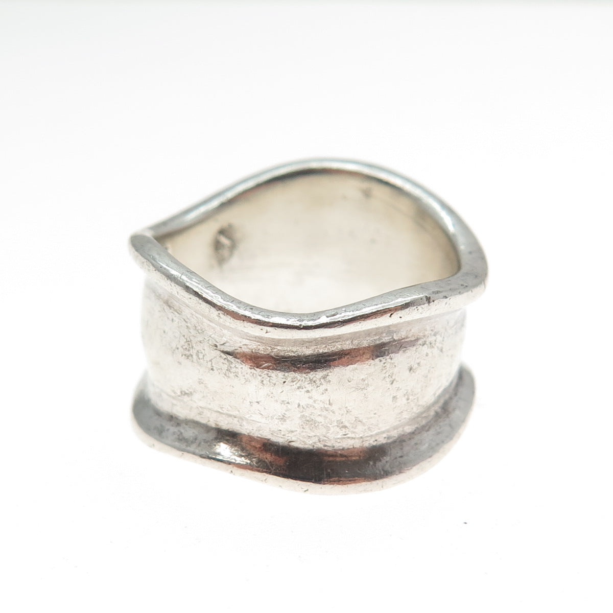 925 Sterling Silver Vintage Modernist Wavy Band Ring Size 6.75