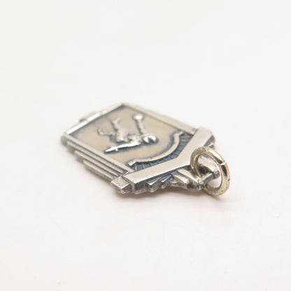 925 Sterling Silver Vintage Bowling Woman 1964 Pendant