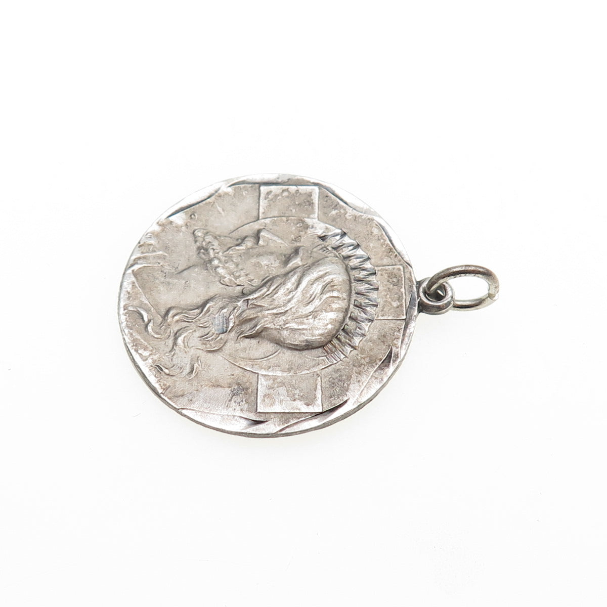 925 Sterling Silver Vintage I Am Baptist Jesus Medal Oxidized Charm Pendant