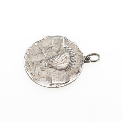 925 Sterling Silver Vintage I Am Baptist Jesus Medal Oxidized Charm Pendant