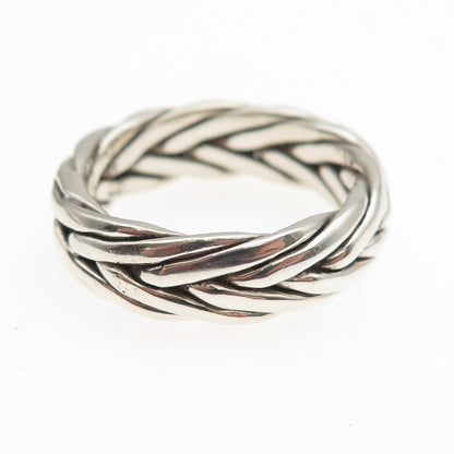 925 Sterling Silver Vintage CII Mexico Wheat Braided Oxidized Band Ring Size 10