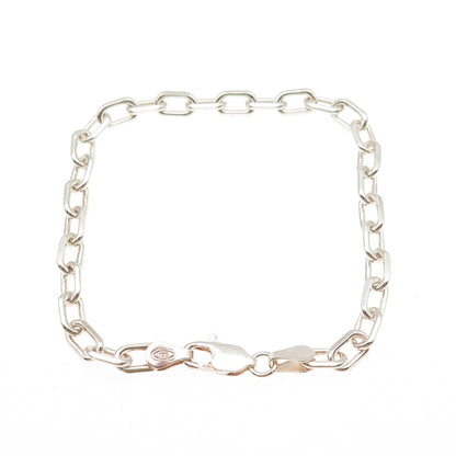 925 Sterling Silver Vintage Italy Paperclip Oval Link Bracelet 6.75"