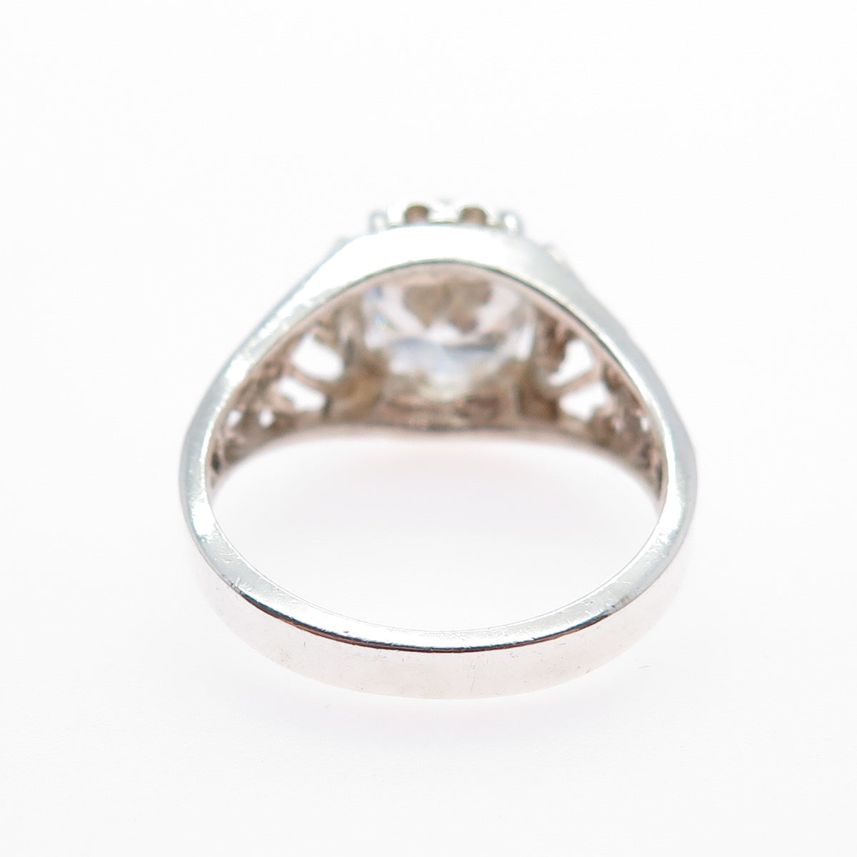 CHAPAL ZENRAY 925 Sterling Silver Vintage Oval-Cut C Z Heart Ring Size 8
