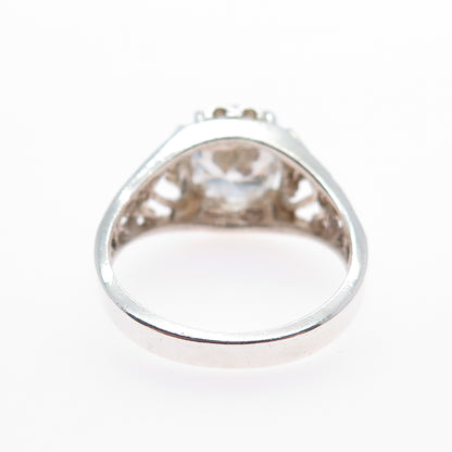 CHAPAL ZENRAY 925 Sterling Silver Vintage Oval-Cut C Z Heart Ring Size 8