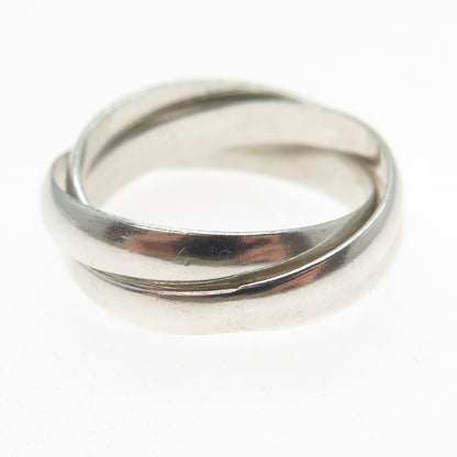 925 Sterling Silver Vintage Interlocked Trinity Band Ring Size 11.75