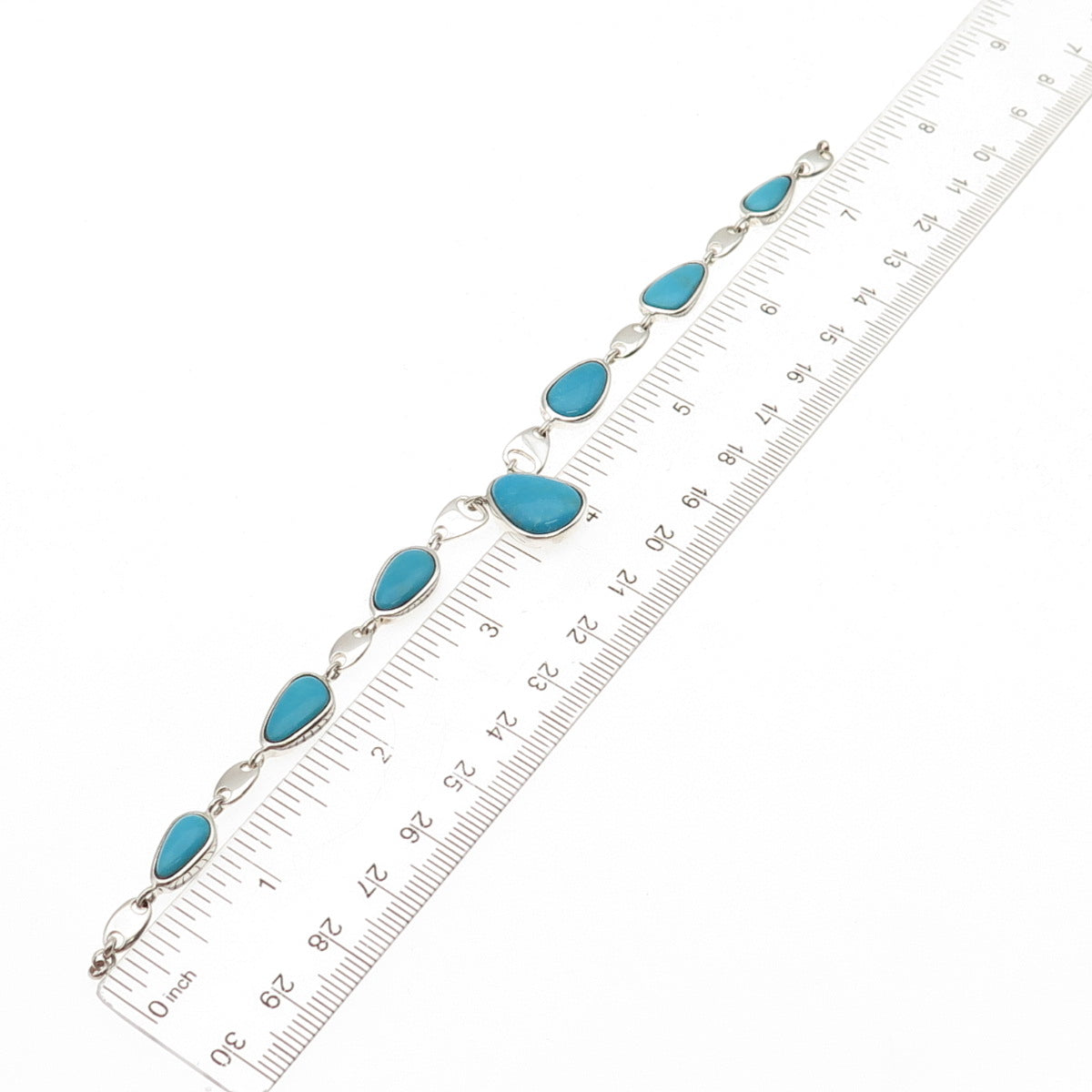 Whitney Kelly 925 Sterling Vintage Real Turquoise Centerpiece Necklace Part 7.5"