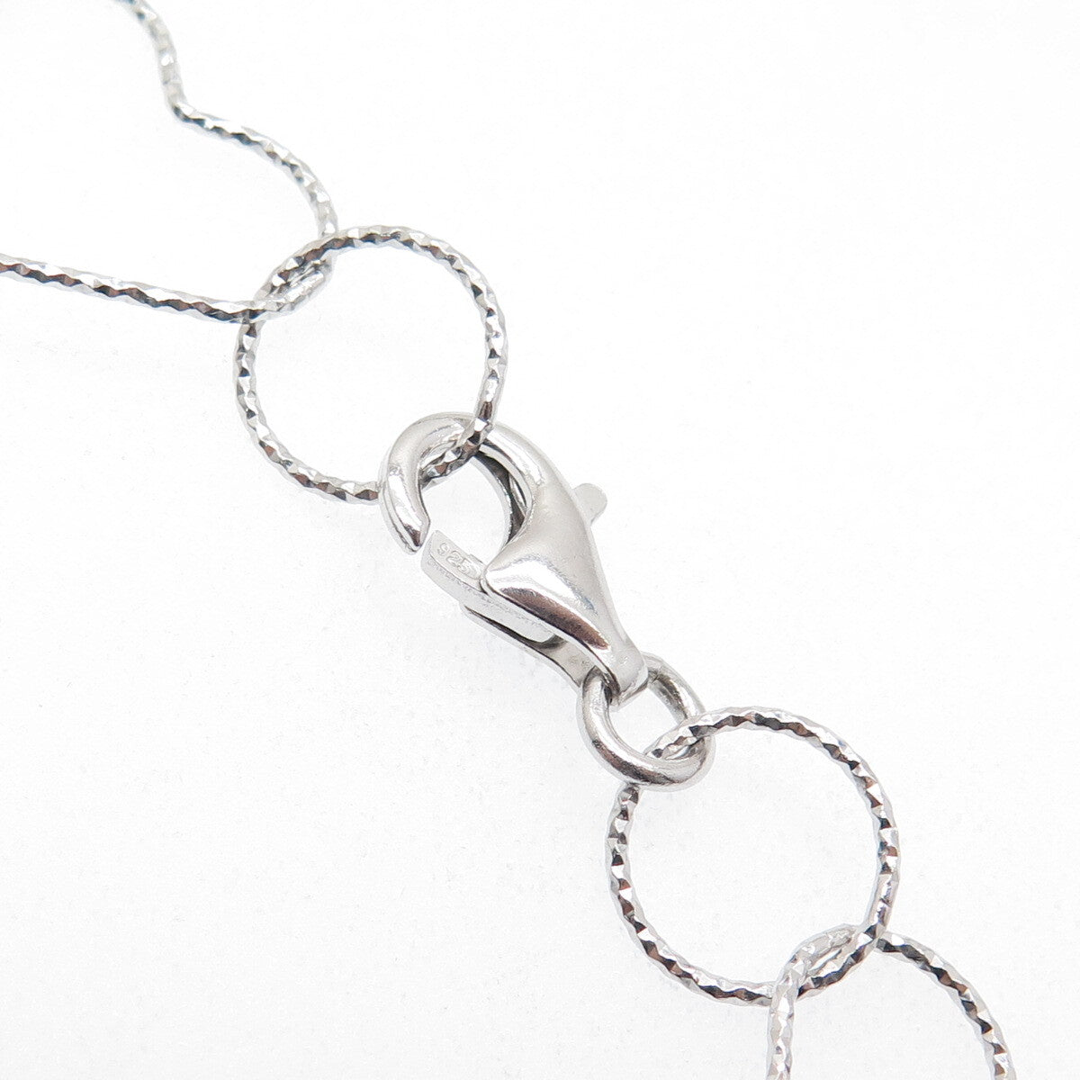 925 Sterling Silver Diamond-Cut Circle & Heart Chain Necklace 20"