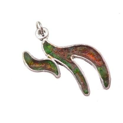 925 Sterling Silver Vintage Israel Enamel Chai Judaica Charm Pendant