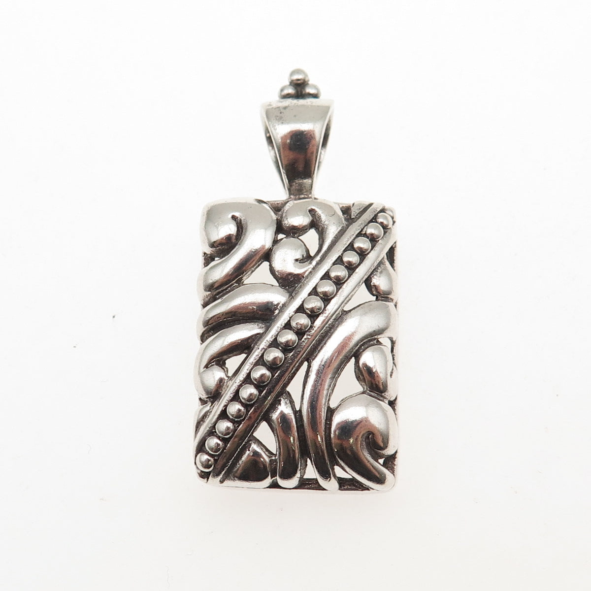 925 Sterling Silver Vintage Ornate Floral Oxidized Charm Pendant
