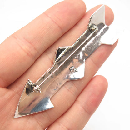 925 Sterling Silver Vintage Textured Sun & Moon Rocket Pin Brooch
