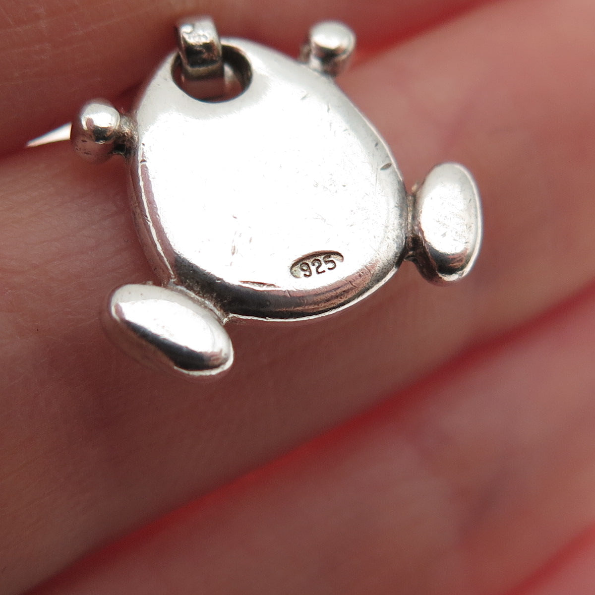 925 Sterling Silver Vintage Enamel Panda Dangle Charm Pendant