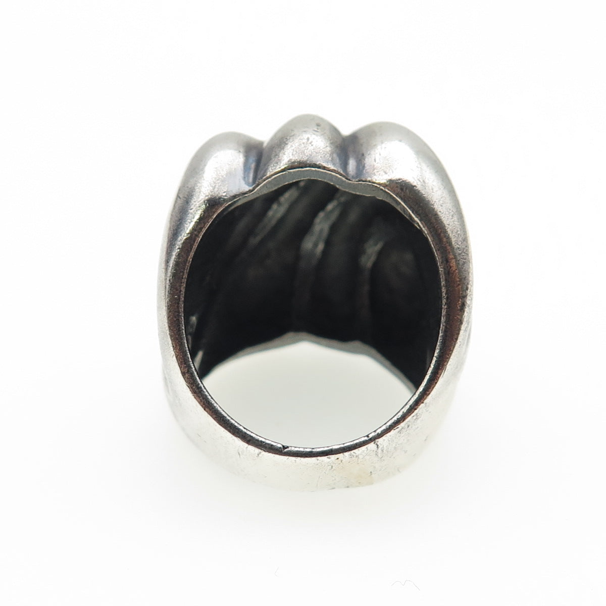 925 Sterling Silver Vintage Modernist Ribbed Oxidized Ring Size 7