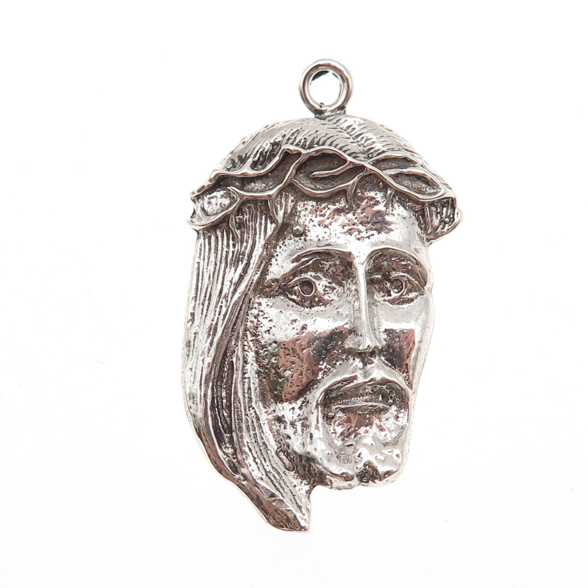 925 Sterling Silver Vintage Jesus Oxidized Charm Pendant