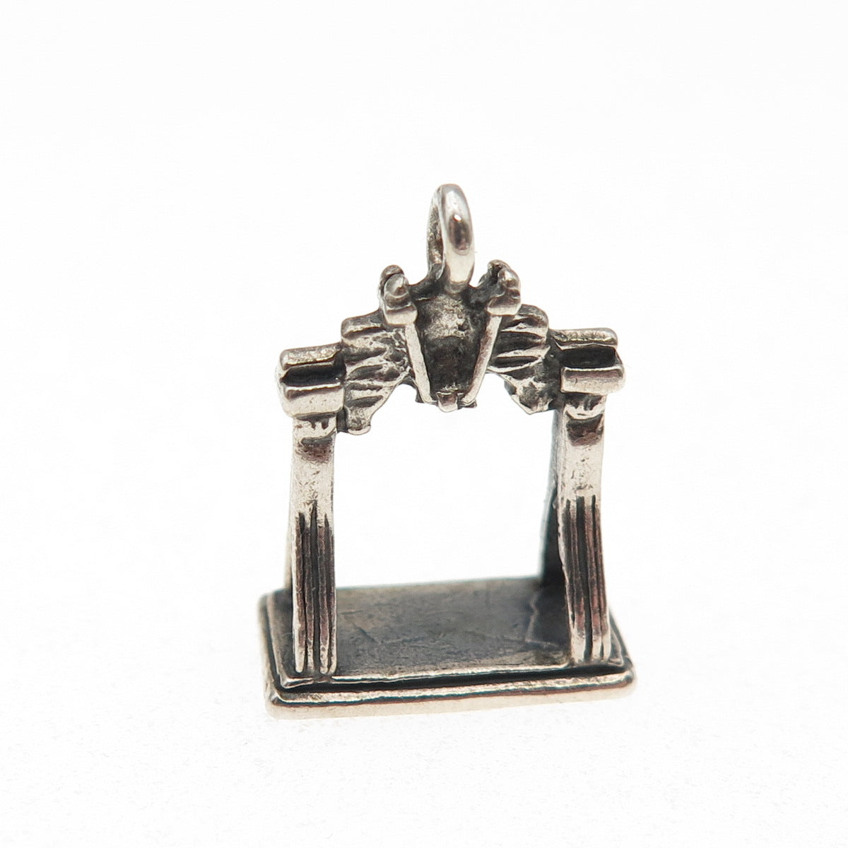 925 Sterling Silver Vintage Liberty Bell Oxidized 3D Mini Charm Pendant
