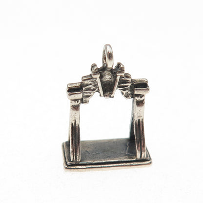 925 Sterling Silver Vintage Liberty Bell Oxidized 3D Mini Charm Pendant