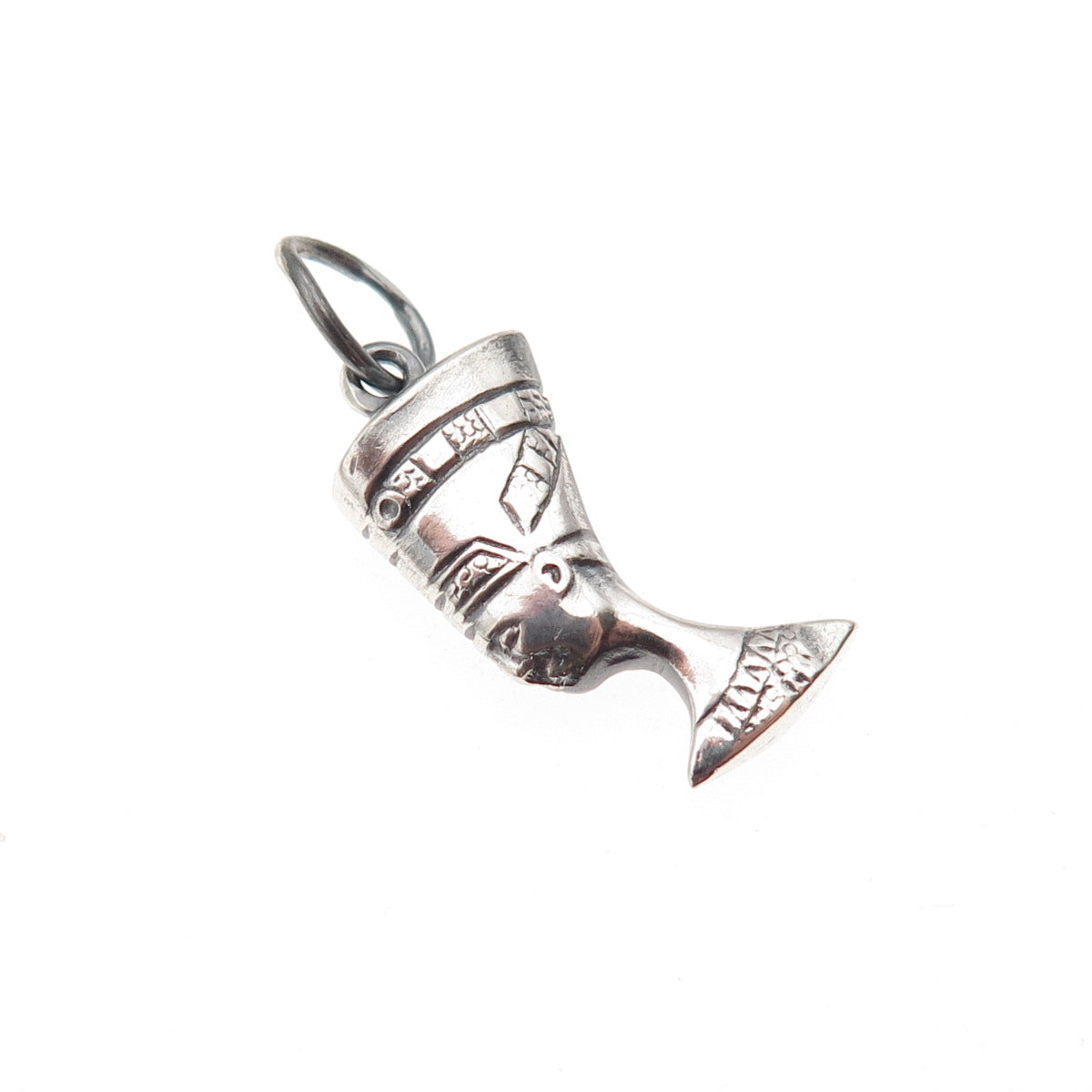 925 Sterling Silver Vintage Egyptian Nefertiti Oxidized Mini Charm Pendant