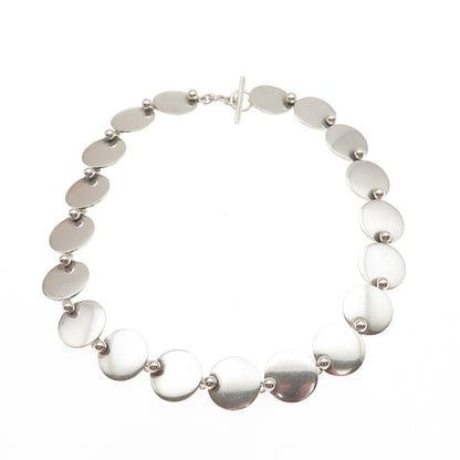 N.E. FROM 925 Sterling Silver Vintage Denmark Modernist Disc Chain Necklace 14"