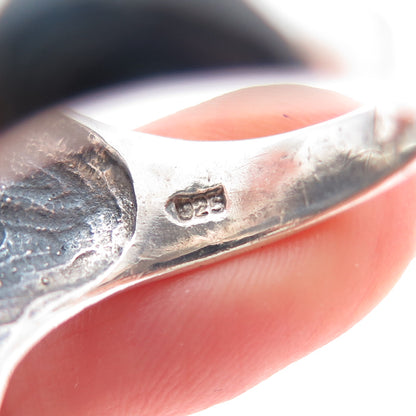 925 Sterling Silver Vintage Wolf Oxidized Adjustable Ring Size 10