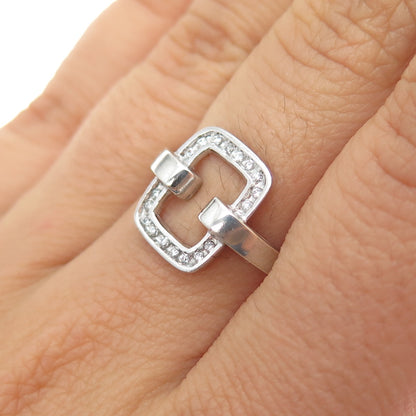 SAI 925 Sterling Silver Round-Cut C Z Letter O Interlocked Ring Size 7