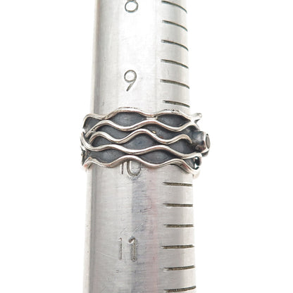 925 Sterling Silver Vintage Real Citrine Modernist Oxidized Ring Size 10