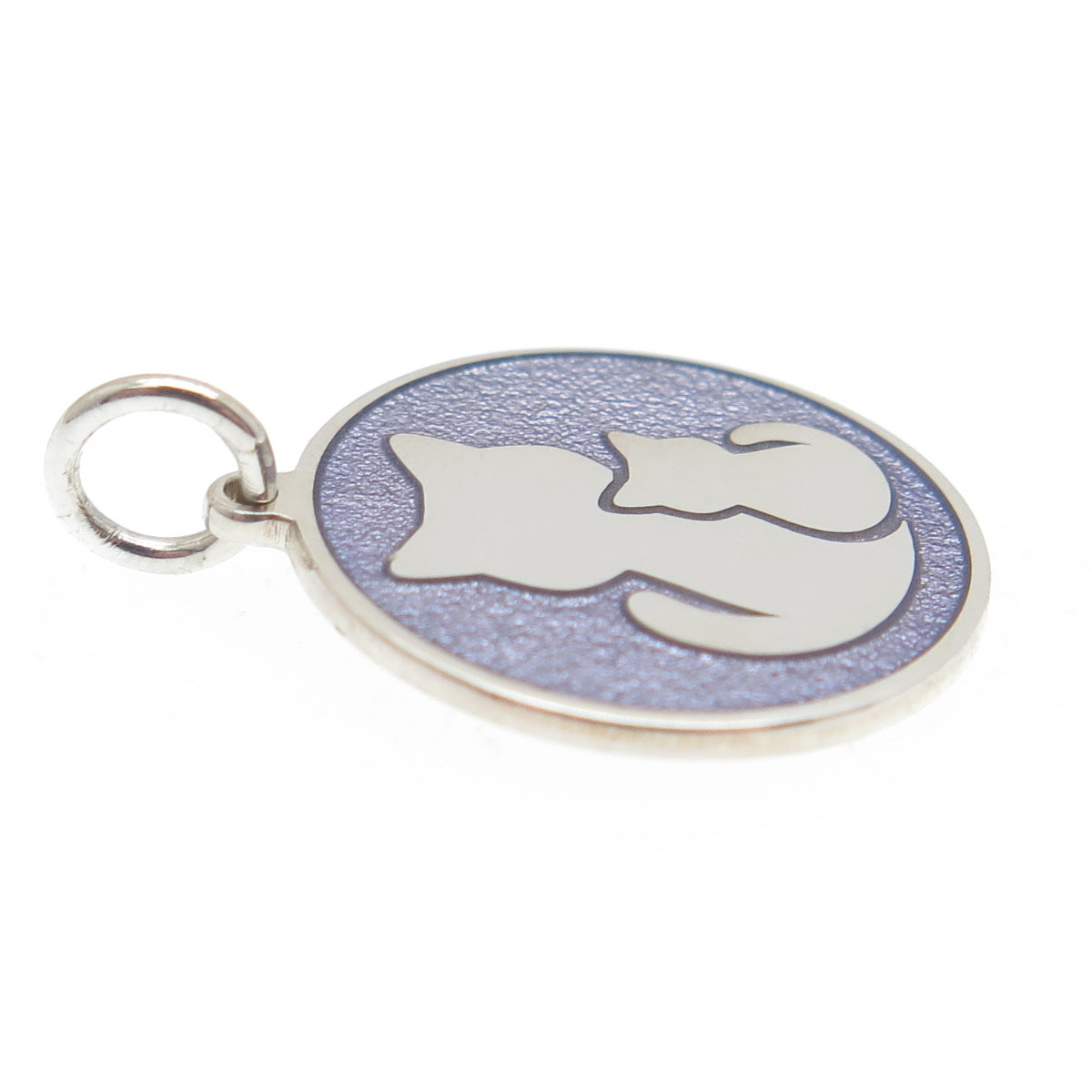 925 Sterling Silver Purple Enamel Mom & Child Cat Minimalist Charm Pendant
