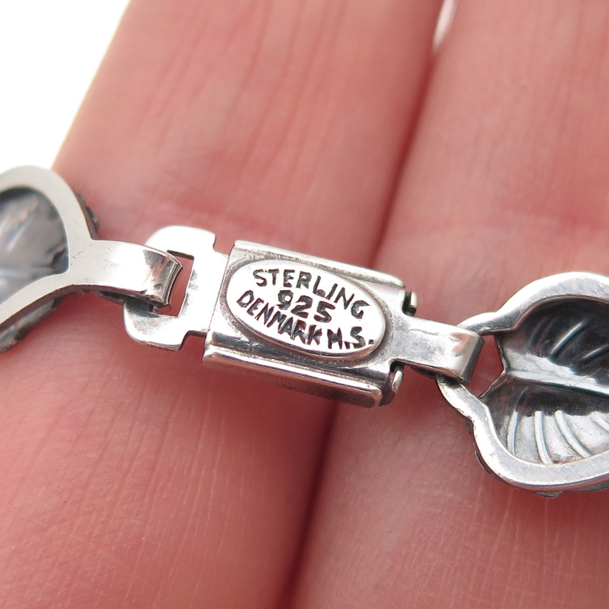 HERMANN SIERSBOL Sterling Silver Vintage Denmark Floral Leaf Chain Necklace 14"