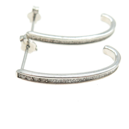 925 Sterling Silver Round-Cut C Z Diamond-Illusion Claw Earrings