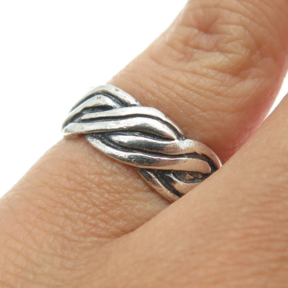 925 Sterling Silver Vintage Twisted Rope Band Ring Size 5.75