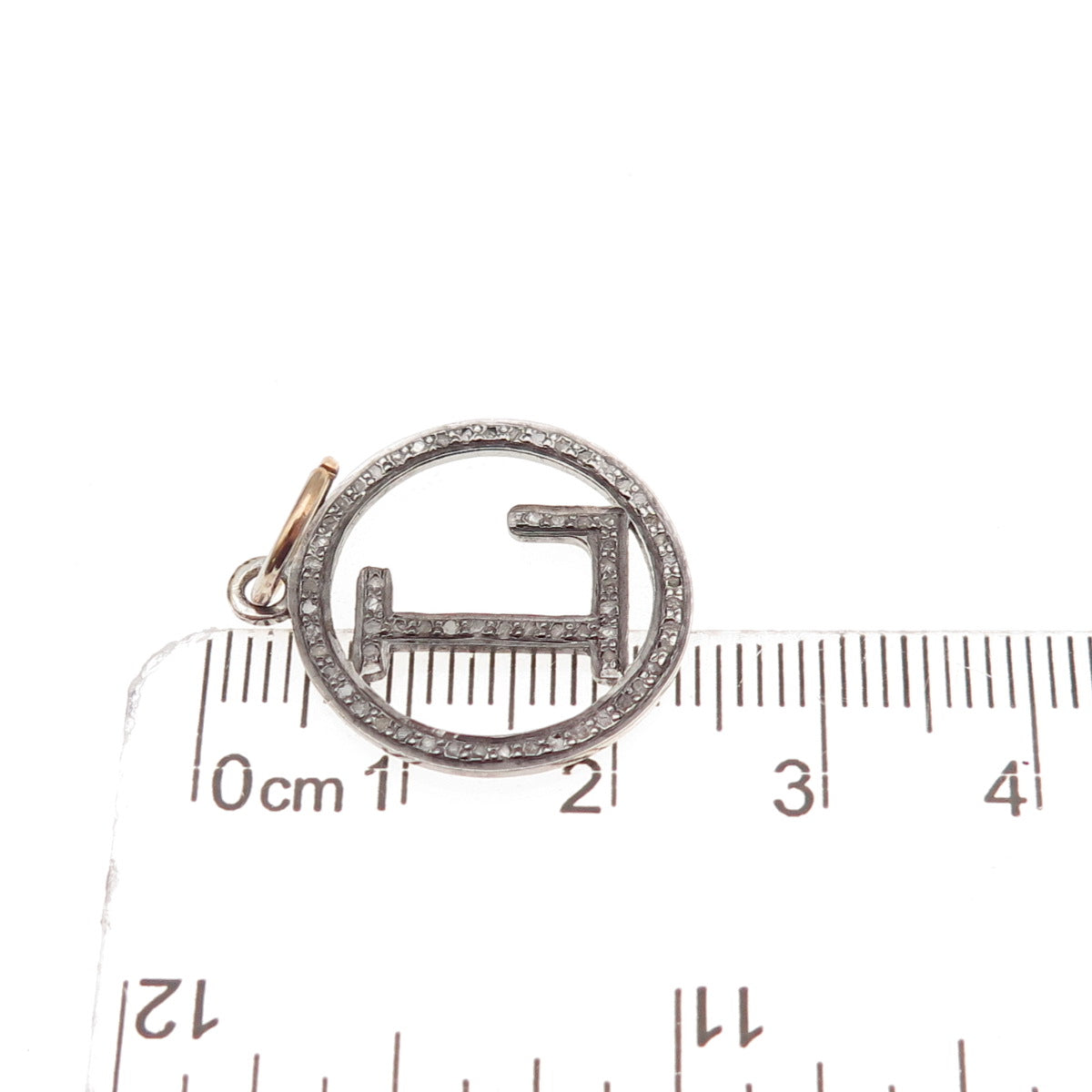 925 Sterling Silver Real Round-Cut Diamond Letter L Initial Charm Pendant