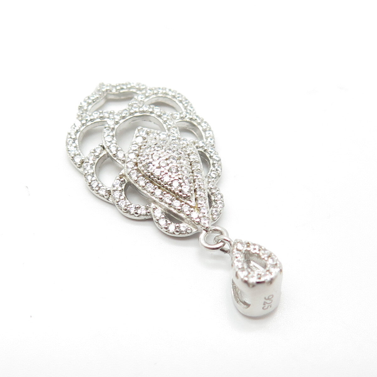 925 Sterling Silver Pave C Z Pendant