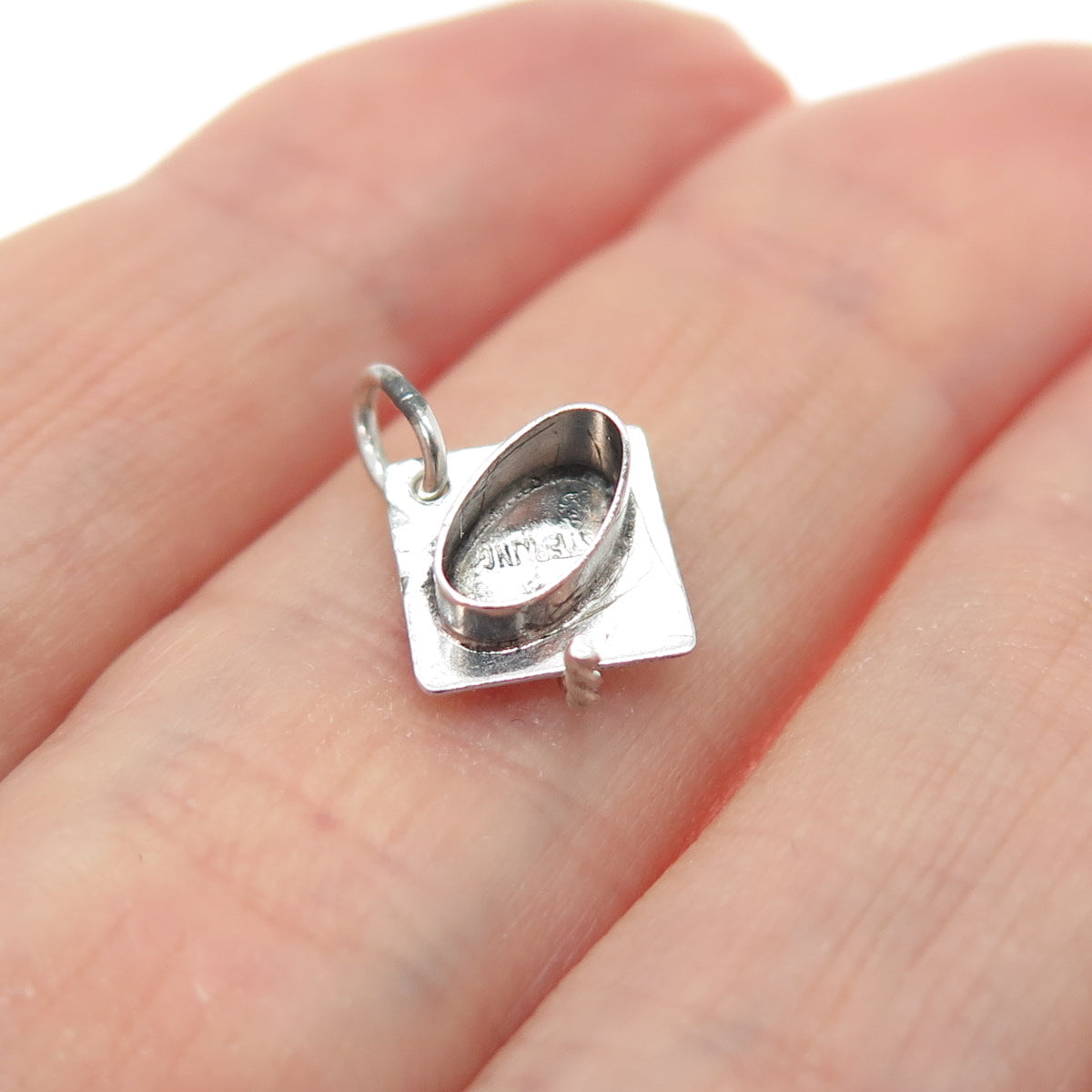 925 Sterling Silver Vintage 1957 Graduation Hat Minimalist 3D Charm Pendant