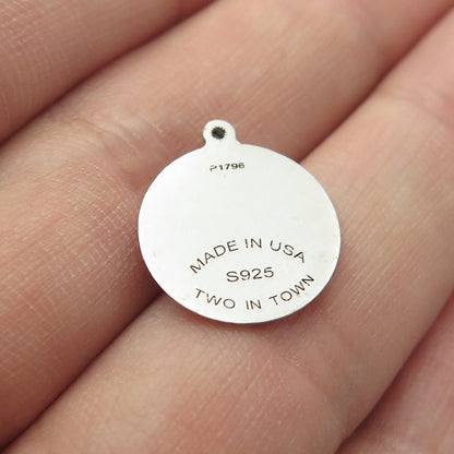 925 Sterling Silver USA Two In Town Flying Bird Charm Pendant