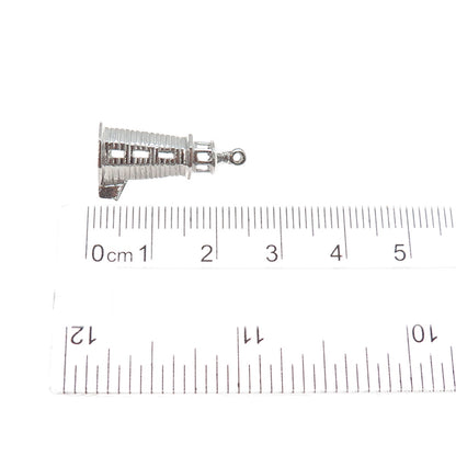 925 Sterling Silver Vintage Lighthouse 3D Charm Pendant