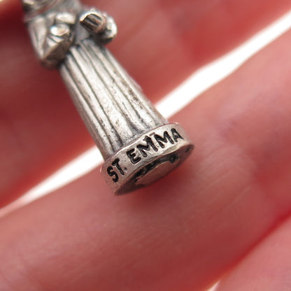 CREED 925 Sterling Silver Antique Art Deco St. Emma Oxidized Mini Charm Pendant