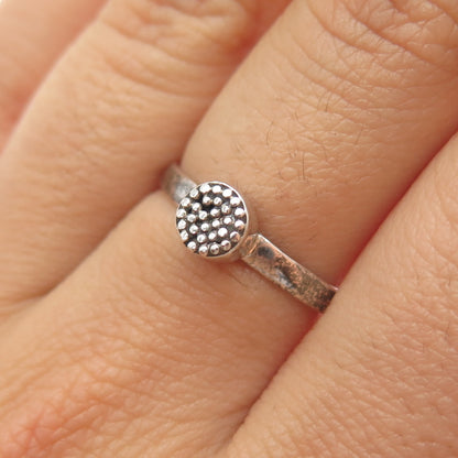 925 Sterling Silver Vintage Granulated Oxidized Ring Size 7