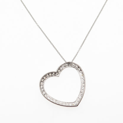 925 Sterling Silver Round-Cut C Z Heart Cable Chain Necklace 18"