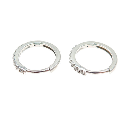 HAN 925 Sterling Silver Round-Cut C Z Hoop Earrings