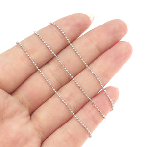 925 Sterling Silver Italy Ball Beaded Chain Necklace 18"