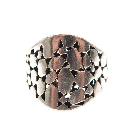 925 Sterling Silver Vintage Modernist Oxidized Ring Size 7