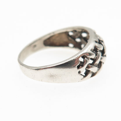925 Sterling Silver Vintage Woven Oxidized Ring Size 6.25