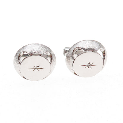 Anson 925 Sterling Silver Vintage Real Diamond Starburst Cufflinks