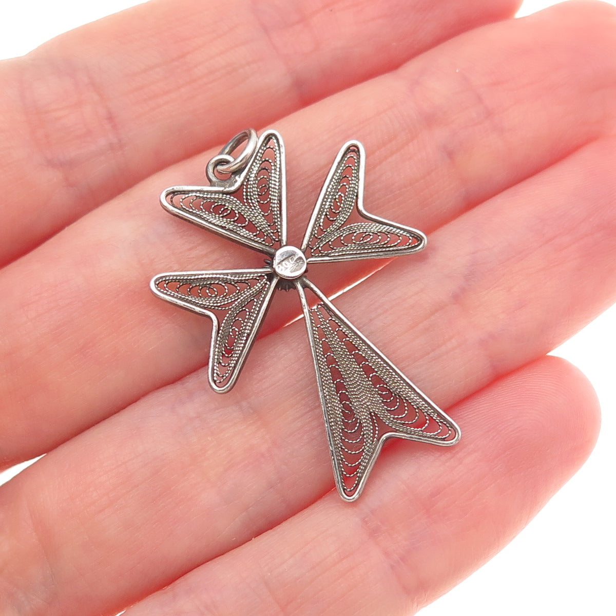 800 Silver Vintage Italy Charm Filigree Oxidized Charm Pendant