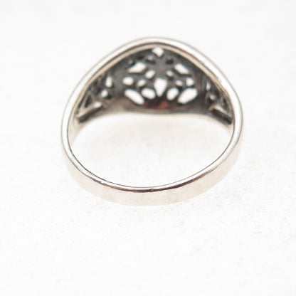 925 Sterling Silver Vintage Celtic Trinity Knot Oxidized Ring Size 4.75