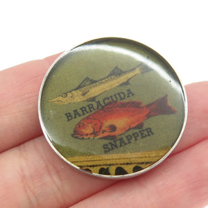 BABY JANE 925 Sterling Silver Vintage 2002 Barracuda & Snapper Fish Pin Pendant