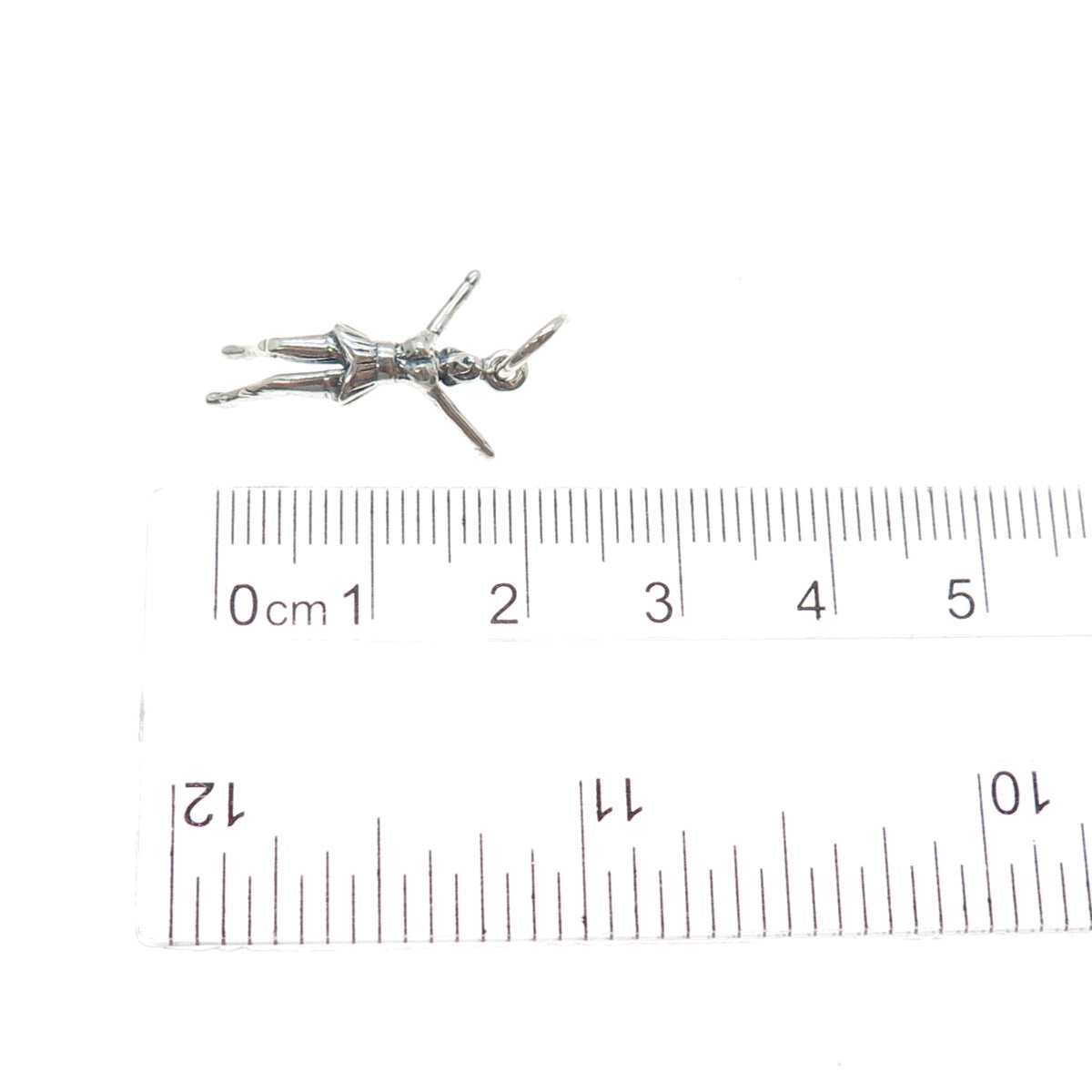 925 Sterling Silver Vintage Cheerleader Minimalist 3D Charm Pendant