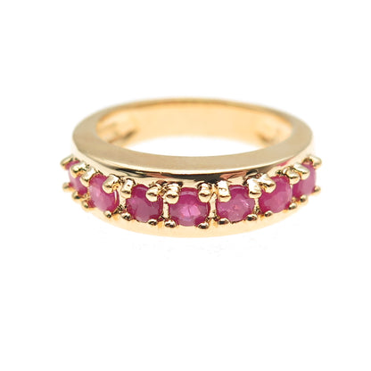 Ross Simons 925 Sterling Silver Gold Plated Vintage Real Ruby Ring Size 5.25