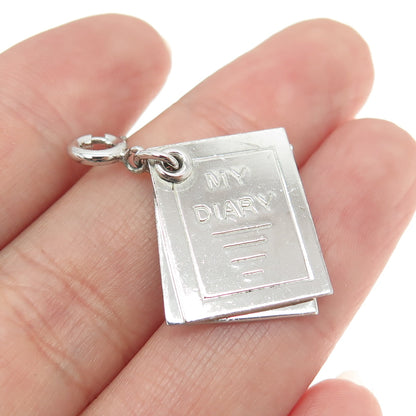 925 Sterling Silver Vintage "My Diary" Charm Pendant