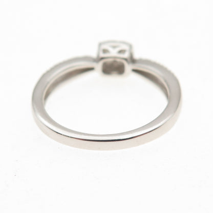 Sun 925 Sterling Silver Real Round-Cut Diamond Engagement Ring Size 7